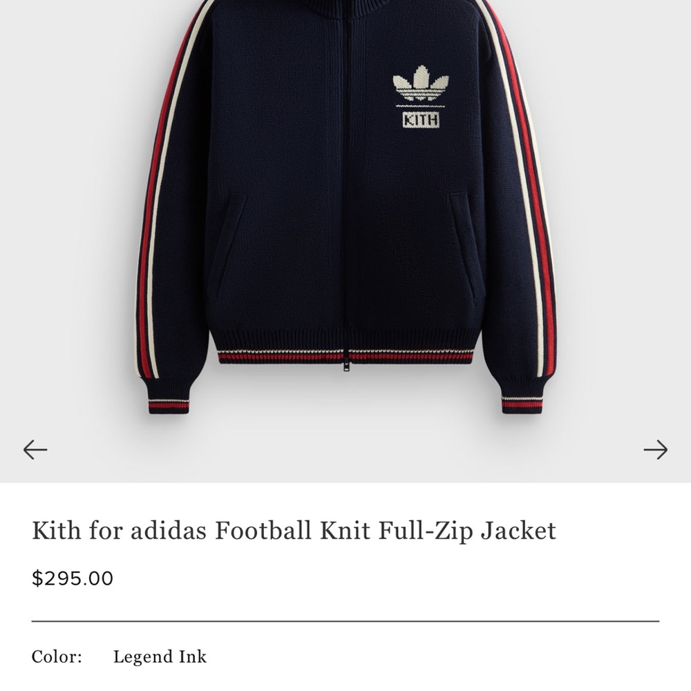 Kith x Adidas Navy Knit Jacket with Stripes